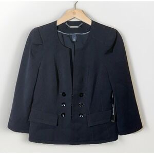 white house black market Blazer 6 Cropped Black Career Office Business NWT